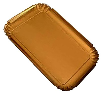 Brio PZ 100 Vassoio in Carta Color Oro CM 14 X 20 Ideale per Dolci Tray Gold Paper in Cartone Alimentare