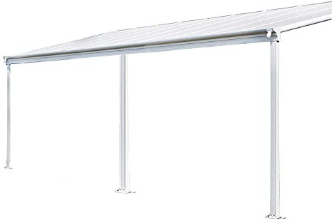 HOME DELUXE - Abri de terrasse Solis - Blanc - L/P/H : 495 x 303 x 226/278 cm - avec plaques alvéolaires, matériel de Montage I Carport Pavillion Pergola