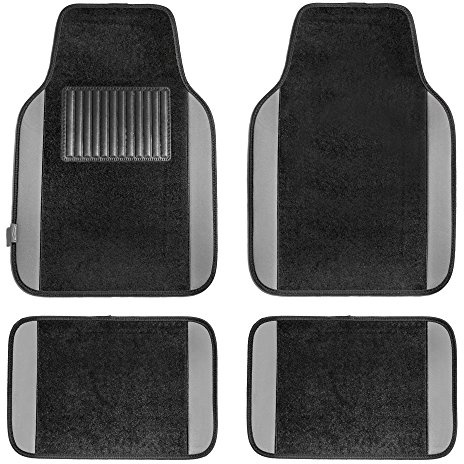 FH Group Automotive Floor Mats – Universal Fit Premium Carpet Car Mats with Driver Heel Pad, Full Set for Cars, SUVs & Trucks - Gray