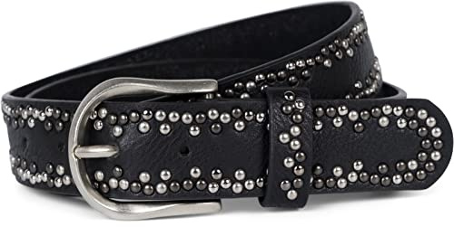 styleBREAKER Nitbälte med flerfärgade små nitar, bälte konstläder enfärgat förkortabart, höftbälte unisex 03010071, svart, 90