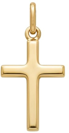 Alexander Castle Small Plain Solid 9ct Gold Cross Necklace Pendant for Women Boys Girls - Cross Charm with Jewellery Gift Box - PENDANT ONLY - 22mm x 12mm