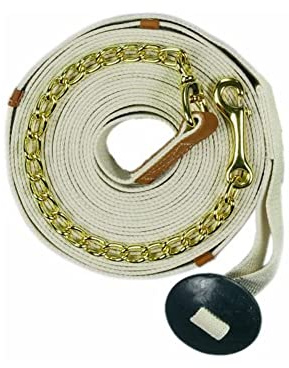 Centaur Equestrian XL Natural Cotton Web Lunge Line w/Chain and Donut - 35 Ft - Training or Lungeing Aid for Horse