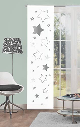 Home fashion 87905-703 Stars Schiebevorhang, Stoff, grau, 245 x 60 x 0,1 cm