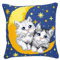VERVACO Kit Cuscino Punto Croce Gatti sulla Luna Set Ricamo Principianti Cuscini Gobelin Decorativi ca. 40 x 40 cm Accessori per Lavoretti Creativi DIY Casa Decor Hobby Adulti Cross Stitch
