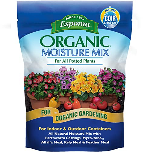Espoma Organic Moisture Mix Potting Soil - All Natural Potting Mix for All Indoor & Outdoor Containers for Organic Gardening, 8 qt. Bag. Pack of 1