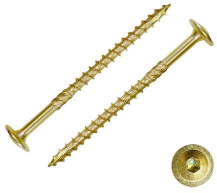 PARCO Tellerkopfschrauben 8 x 400 mm, 50 Stück, TX40 Gelb-Verzinkt, Fräsrippe, Reibeteil und CUT-Spitze, Holzbauschrauben, Konstruktionsschrauben, Tellerschrauben mit Tellerkopf, ETA Zulassung