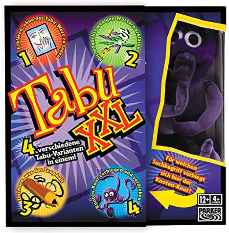 Hasbro Gaming Tabu XXL Brettspiel, Party-Edition des Spieleklassikers für unendlichen Spaß mit Freunden und Familie, Spielfiguren, Multiplayer-Spiel, 4 Personen