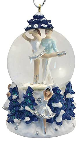 Nutcracker Ballet Gifts Mini Christmas Snow Globe Featuring a Ballerina Couple Dancing in a Winter Wonderland (4.5 inches tall)