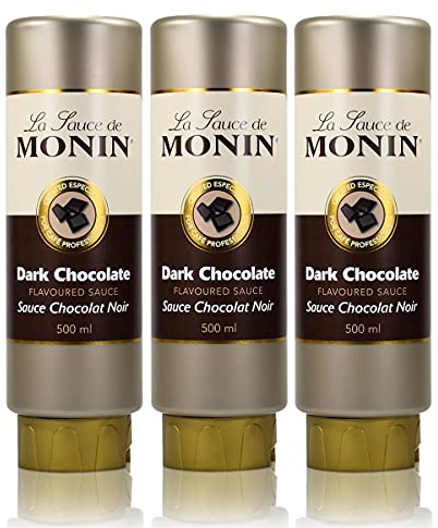 3x Monin Dunkle Schokolade Sauce 500 ml - DarkChocolate Flavoured Sauce
