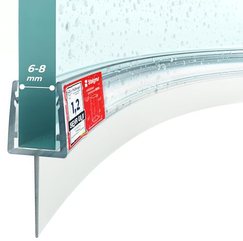 STEIGNER Duschdichtung UK10 Gebogen 50 cm 1 Stk, Glas 6-8 mm, Transparent | Duschtürdichtung für Runddusche oder Duschkabine Viertelkreis mit Duschtür - Schutz gegen Auslaufen, Flexibles Material