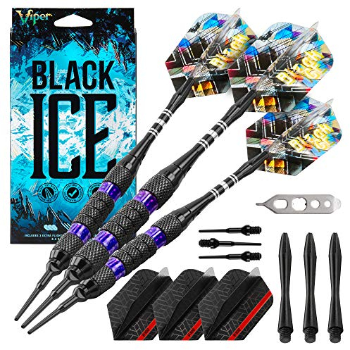 Viper Black Ice Dartpfeile mit weicher Spitze, Violette Ringe, 16 Grams