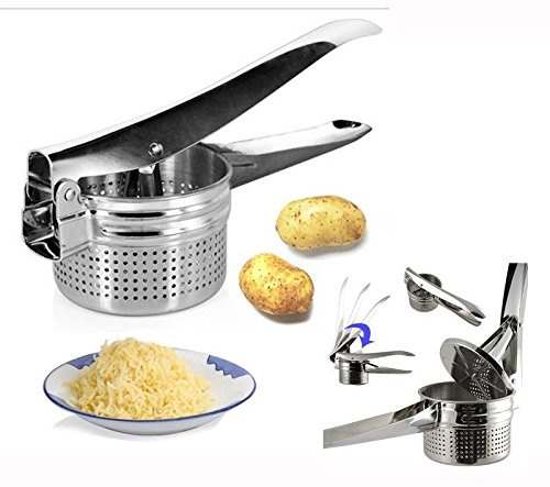 Aksans(TM) NEW STAINLESS STEEL HAND HELD POTATO MASHER RICER PUREE FRUIT JUICER PRESS MAKER