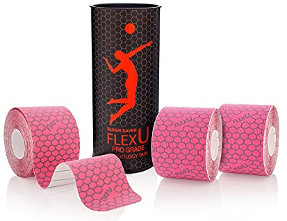 FLEXU Supreme, Kinesiologietape, wasserfestes Sporttape 3 Rollen á 60 Zuschnitte 5 x 25 cm, bietet Unterstützung & Stabilität für Muskeln und Gelenke, während & nach dem Training