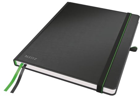 Leitz Complete Qualitäts-Notizbuch B5 kariert (iPad, Tablet Format), 160 Seiten, 80 Blatt, Hardcover, 100 g/m² Papier FSC zertifiziert, Verschluss, Lesezeichen, Stiftschlaufe, Schwarz, 44730095