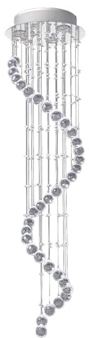 HOMCOM Modern Crystal Chandelier Ceiling Light Ф30 x 120cm Chrome Finish