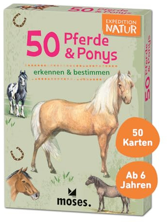 moses. 9744 Expedition Natur 50 Pferde und Ponys| Bestimmungskarten im Set | Mit spannenden Quizfragen, White