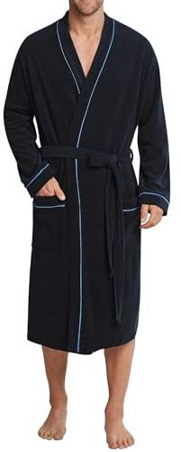 Schiesser Herren Reisjas Bademantel, Blau (815-navy), 50 EU