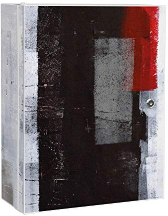 banjado Medizinschrank abschliessbar mit Motiv Abstrakt Rot 35x46x15cm - großer Arzneischrank für die Hausapotheke - Medikamentenschrank aus Metall zur Medikamenten Aufbewahrung