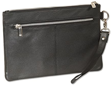 Rimbaldi® Flache Universaltasche, Schwarz, Hochwertiges Rind Nappaleder