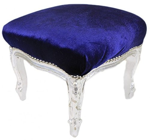 Casa Padrino Barock Fußhocker Royalblau/Silber - Antik Stil Möbel - Hocker