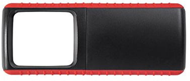 Wedo 271741502 Lupe Outdoor Rechtecklupe (mit LED Beleuchtung inklusive Batterien) schwarz/rot