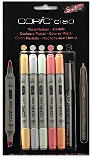 COPIC Ciao färgad markörpenna – 5 + 1 set pasteller, för konst och hantverk, färgning, grafik, highlighter, design, anime, professionella och nybörjare, konsttillbehör och målarböcker