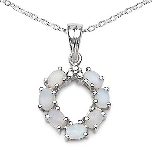 Schmuck-Schmidt-Collier/Halskette mit Diamant/Opal-Herz-Anhänger-925 Silber Rhodiniert
