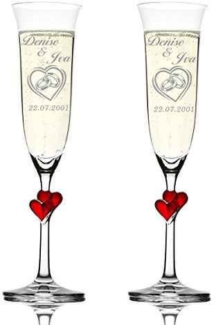 polar-effekt 2 Sektgläser mit Gravur - Geschenke zum Hochzeitstag - personalisierte Kristallgläser zur Hochzeit - Geschenkidee für Geldgeschenke für Brautpaar Kelchglas
