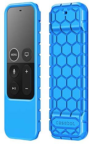 FINTIE Protective Case for Apple TV 4K 5th, 4th Gen Remote - Casebot (Honey Comb Series) Lightweight (Anti Slip) Shock Proof Silicone Cover for Apple TV Siri Remote Controller, Blue | Apple TV 4K 5th 4th Gen Siri Remote Control, Shockproof Silicone Cover, Honey Comb, Lightweight, Anti Slip, Blue
