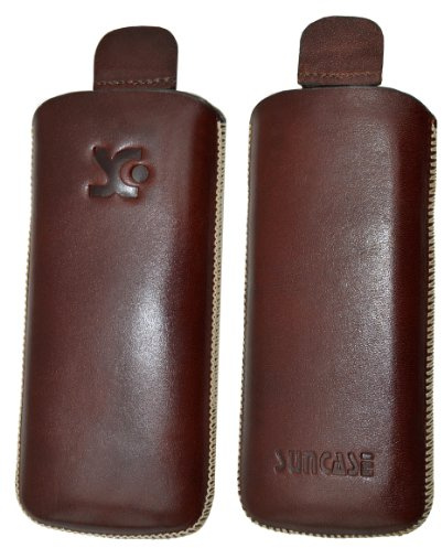 Original Suncase Tasche für / Nokia 6700 Classic / Leder Etui Handytasche Ledertasche Schutzhülle Case Hülle (Lasche mit Rückzugfunktion) braun
