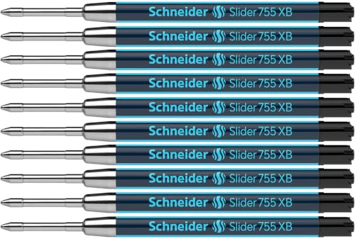 Schneider 175501 Slider 755 Kugelschreibermine (ViscoGlide-Technologie, dokumentenecht, XB=Extrabreit) 10er Packung, schwarz