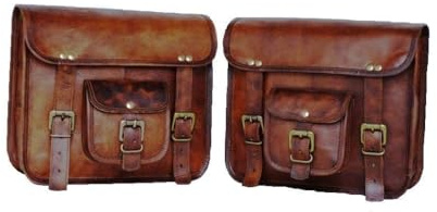 PRASTARA Motorrad-Seitentasche aus braunem Leder, Seitentasche, Satteltaschen, Satteltaschen, 2 Taschen