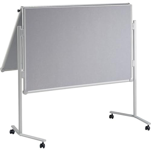 Maul Professionelle Moderationstafel 150 x 120cm, Glasfaseroberfläche Pinnfähig, klappbare Mobile Stellwand, 4 Rollen und Ablageschale, Grau, 6380282, 1 Stück