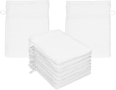 Betz Waschhandschuhe Premium 10 Stück 16x21 cm – 100% Baumwolle 470g/m² – Weiche Frottee Waschlappen – Pflegeleicht & saugstark - Farbe weiß