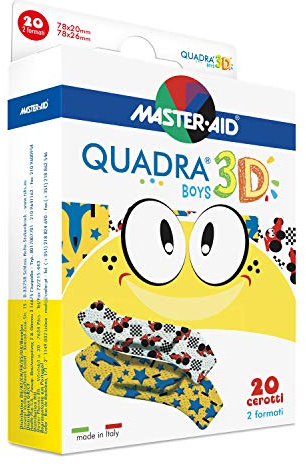 Sensitive Jungen-Pflaster, Kinderpflaster für Jungen, QUADRA® 3D Boys - MASTER AID - 20 Stück