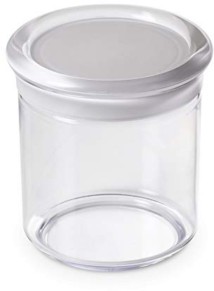 omada Design Dose aus Kunststoff von 0,75 L mit Einschnapp-Deckel aus Plastik und Verschließbarer Dichtung, Made in Italy, Höhe von 12 cm, Stapelbar und Spülmaschinenfest, Linea Trendy, Weiße Farbe