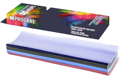 Procare Premium Ultralight Foam Color Strips Mix, 200 Pieces | 100×300 mm | Lightweight Thermal Strips for Hair Coloring & Highlights | Professional Salon Equipment