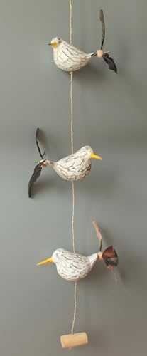 Windspiel Möwe maritim Mobile Holz Tier Vogel Gartendeko