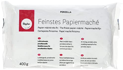 Rayher 3450000 Porzella - Feinstes Papiermaché, lufttrocknend, Beutel 400 g