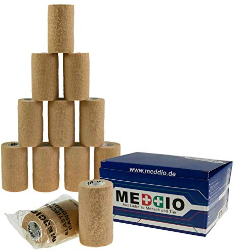 12 Haftbandagen Größe+Farbe wählbar - selbsthaftende Bandage Fixierverband selbstklebend, Farbe:Skin, Größe:10cm