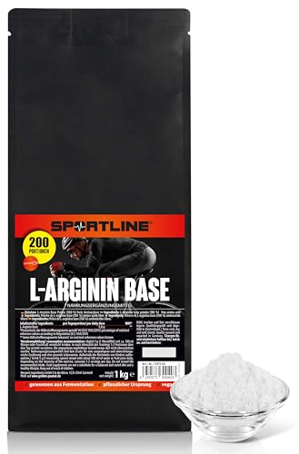 Sportline L-Arginin Base micronized Pulver 1 kg hochdosiert, rein pflanzlich aus Fermentation, freie Aminosäure ohne Zusätze
