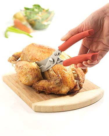 MASTRAD Ciseaux A Volaille Et Pizza - Lames Renforcées - Formes Longues Et Courbes - Loquet De Fermetures - Sécurité - Inox