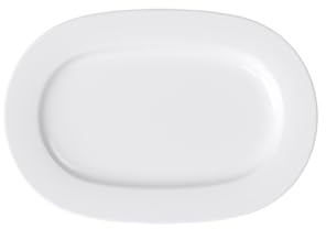 Villeroy & Boch 10-4545-2940 Anmut Platte oval (2), Porzellan, Weiß, 44.5 x 33.2 x 4 cm, 1 Einheiten | Premium Bone Porzellan, Made in Germany, spülmaschinengeeignet, ideal für die Spülmaschine
