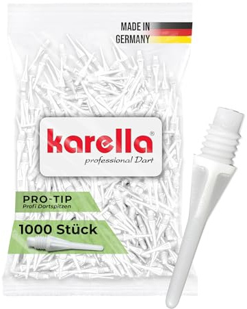 Karella Dartspitzen Kunststoff 1.000 St. Original PRO-TIP in Shorty Version, Softdart Ersatzspitzen für elektronische Dartscheiben, Made in Germany, formstabil und langlebig