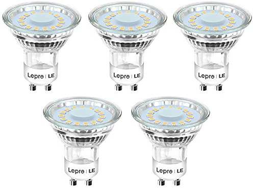 Lepro GU10 LED Warmweiss Lampe, 4W Ersetzt 50W Glühbirne, 325 Lumen 2700K Warmweiß LED Leuchtmittle, Abstrahlwinkel 100° Flimmerfrei Strahler, Nicht Dimmbar Reflektorlampen, 5er-Pack