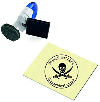 Geocaching Stamp Pirat with Personal Cachername/Nick Name Circular Stamp Geocaching Pocket Stamp