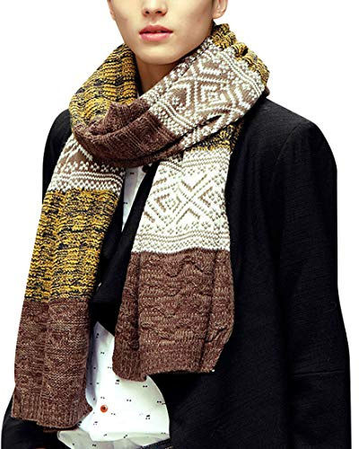 Yuson Girl Echarpe Homme Hiver Longue en Cachemire à Carreaux Chaude avec Franges Epaisse Doux