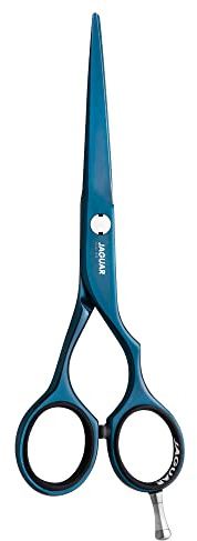 JAGUAR Haarschere DIAMOND TB 5.5 | Friseurschere im Classic-Design | antiallergene titanblaue Hochglanzbeschichtung | Made in Germany