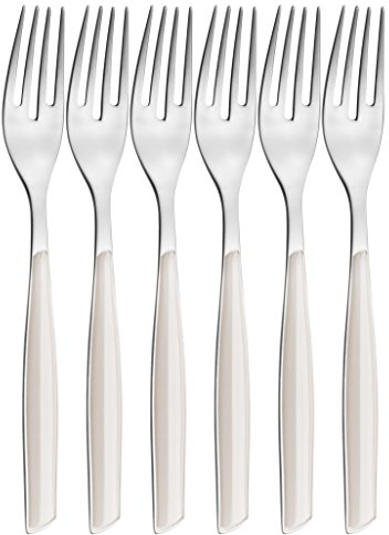 BUGATTI GLAU-021F05/6 Glamour Ménagère de 6 Pièces Fourchette Dessert SAN/Acier Ivoire 16 x 26 x 3 cm
