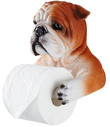 Animal End Wall Mounted Single Toilet Paper Roll Holder Dispenser, Dog